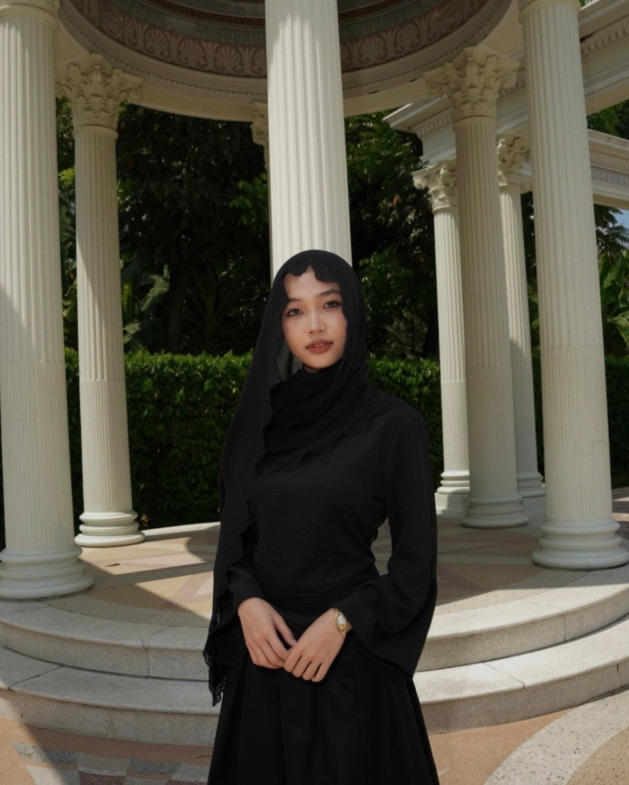 Modal Lace Hijab – Black