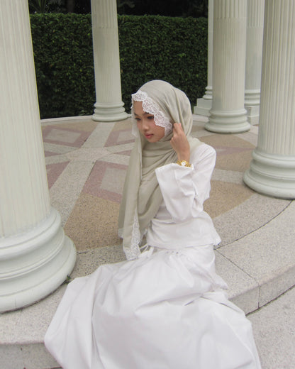 Modal Lace Hijab – Soft Olive