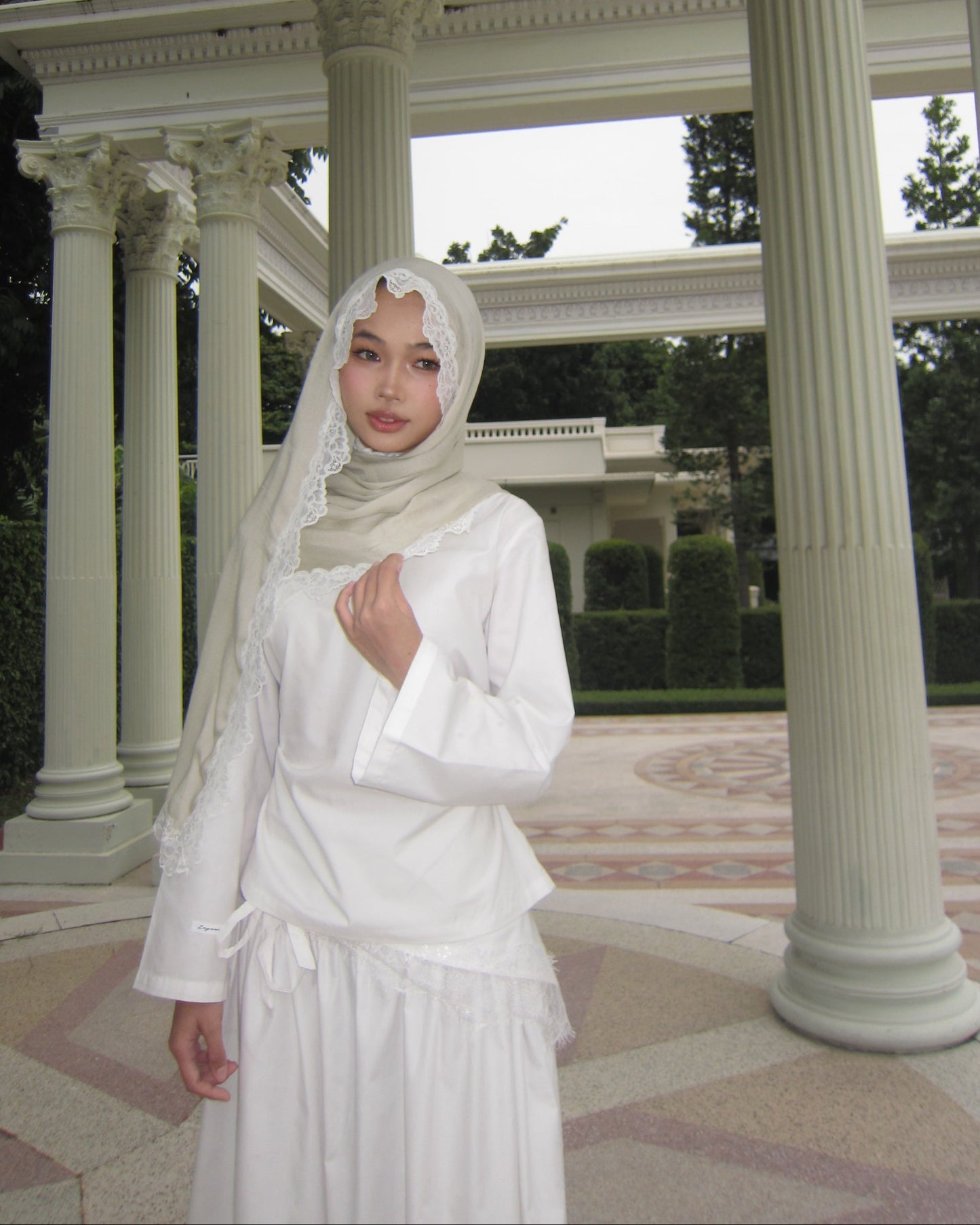 Modal Lace Hijab – Soft Olive