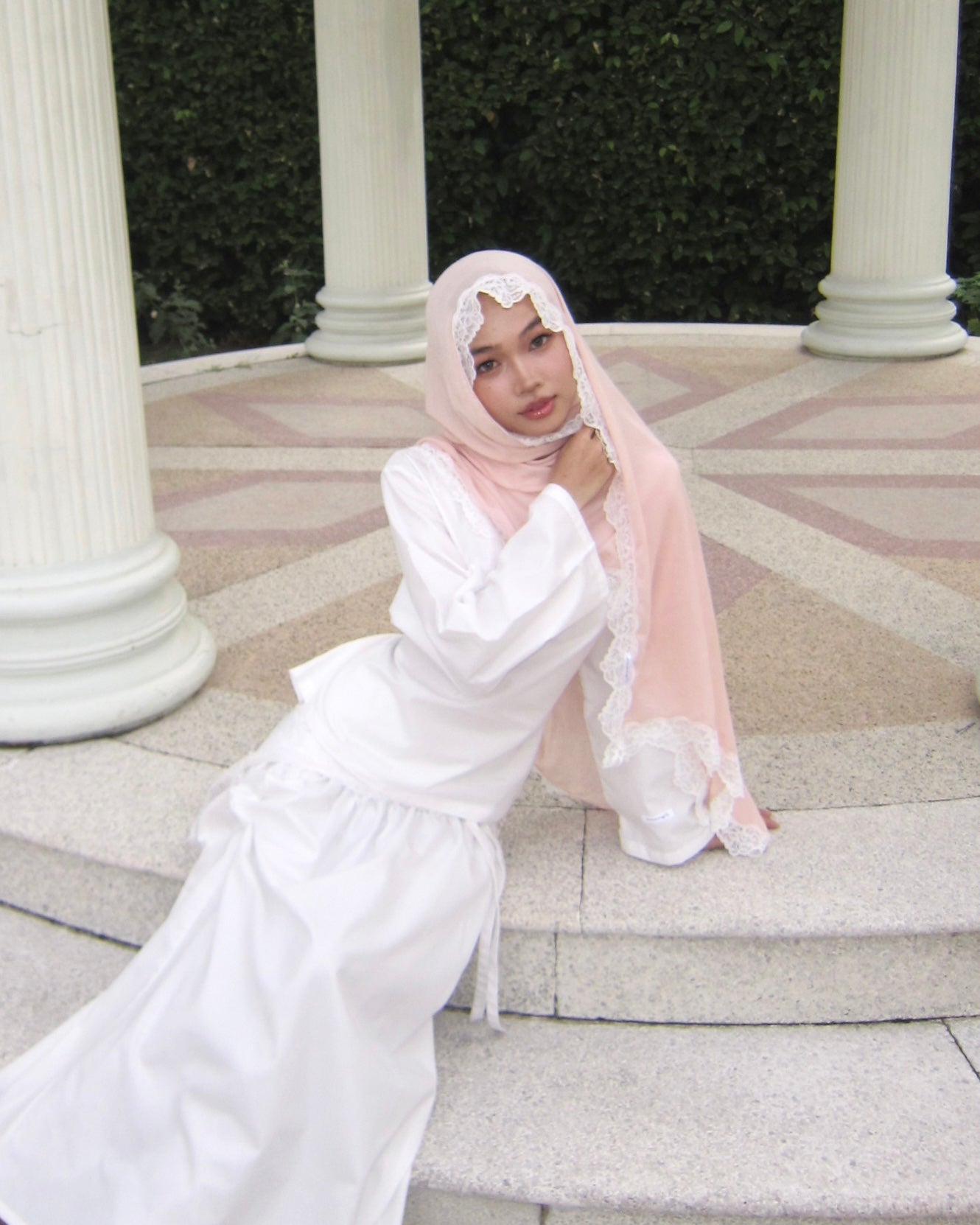 Modal Lace Hijab – Nude Blush