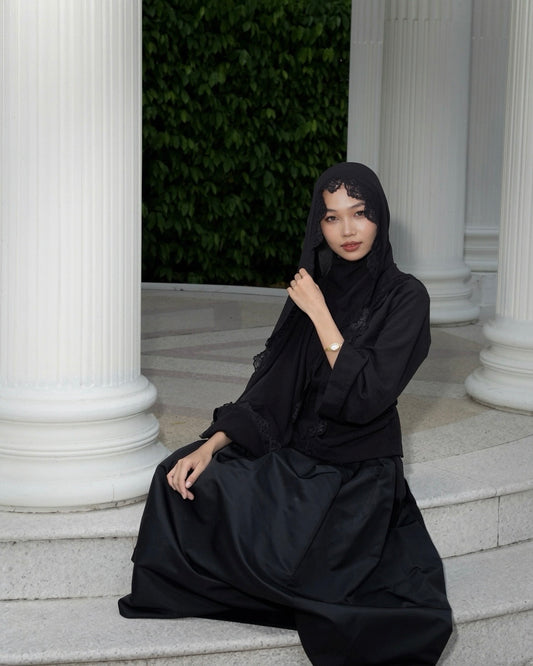 Modal Lace Hijab – Black