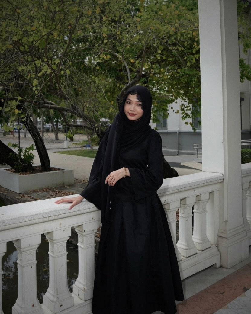 Modal Lace Hijab – Black